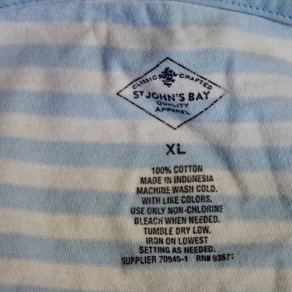 St. John's Bay Women's XL Multi-Color Striped Roll-Tab Sleeve Crew Neck Top - Picture 5 of 5